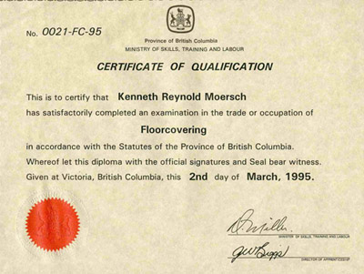 Hardwood Floor Layer Qualification received after ten Years of 