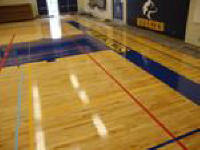 Polyurethane gymnasium wooden floor refinishing Kelowna