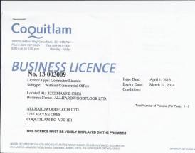 coquitlam business licence All hardwood floor ltd.